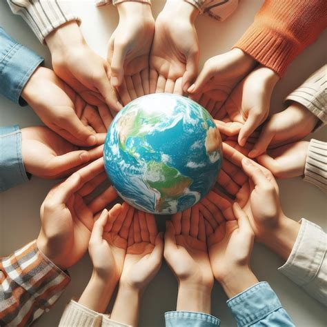 Peoples Hands Holding Planet Earth World Population Day Isolated On A