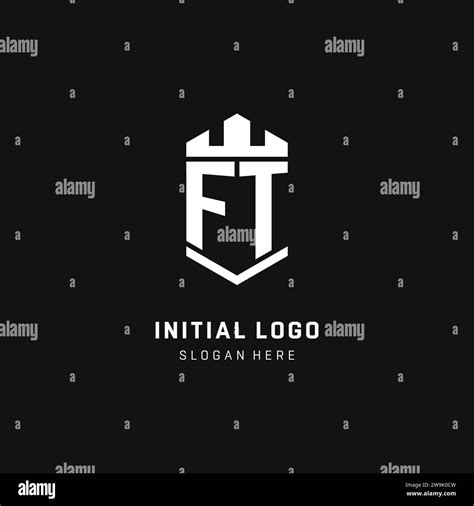 FT Monogram Logo Initial With Crown And Shield Guard Shape Style Vector