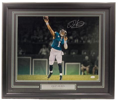 Jalen Hurts Signed Eagles Custom Framed Photo Jsa Pristine Auction