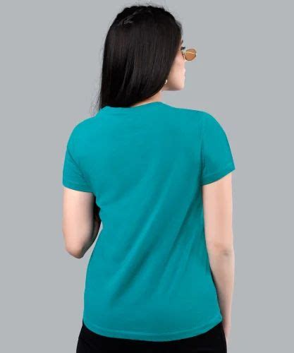 Half Sleeve Ladies Sea Green Cotton Plain T Shirt Casual Wear At Rs