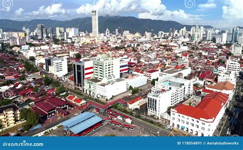 K Aerial View Penang Ferry Operates Between Georgetown On The Island