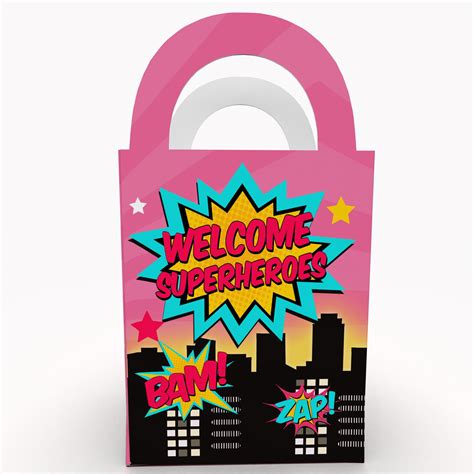 Pack Of 10 Personalised Comic Book Superhero Party Bags T Bag