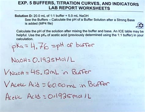 SOLVED EXP 5 BUFFERS TITRATION CURVES AND INDICATORS LAB REPORT