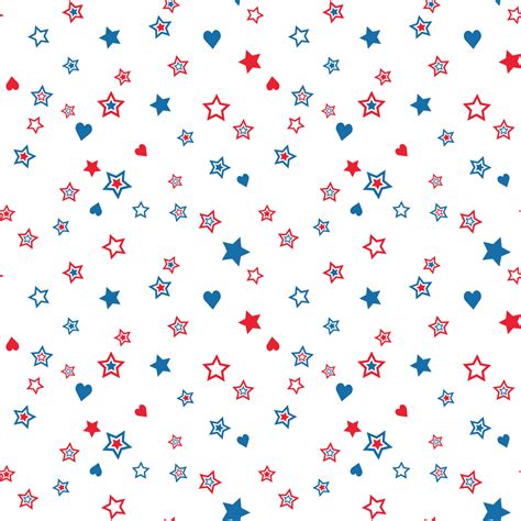 American Patriotic Stars Seamless Pattern In Red Blue And White Colors