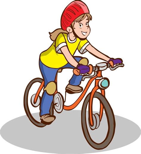 Girl Riding Bike Cartoon Vector 17573236 Vector Art At Vecteezy