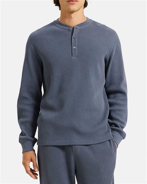 Classic Henley Shirt In Cotton Waffle Knit In 2023 Henley Henley