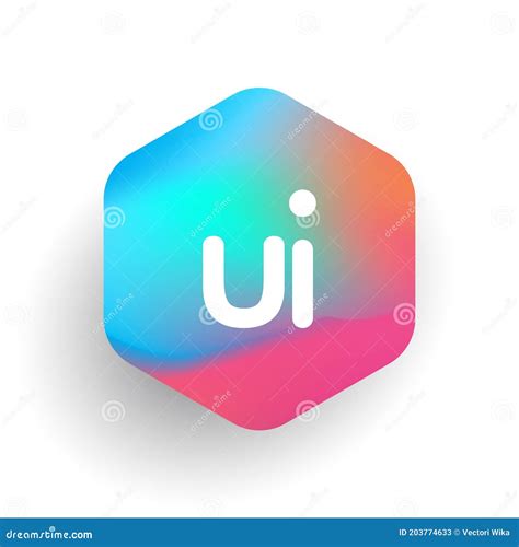 Letter UI Logo in Hexagon Shape and Colorful Background, Letter ...