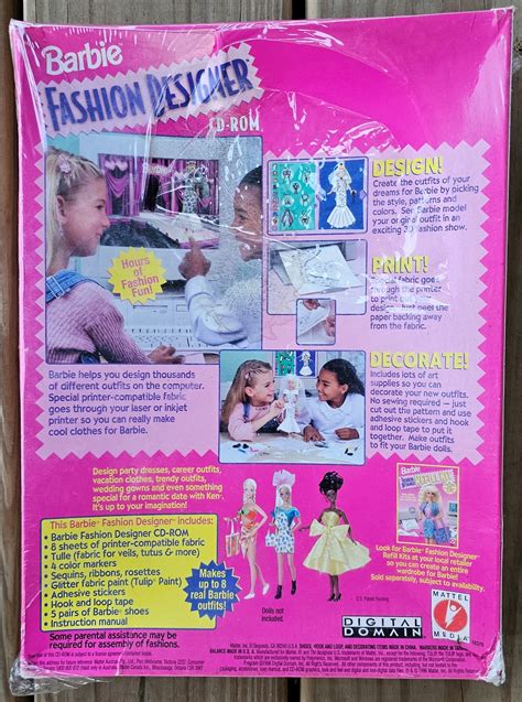 Barbie Fashion Designer Kit Cd Rom Windows Mattel Nrfb