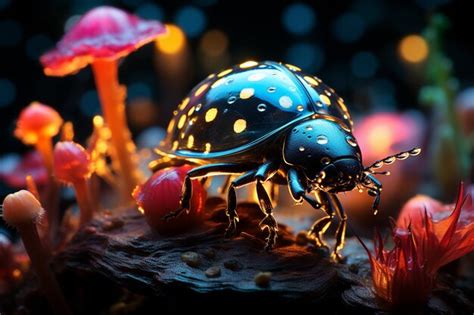 Premium AI Image | Psychedelic Ladybug with Shifting Rainbow Spots