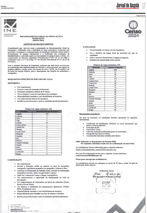 Recrutamento Para O Censo Vagas Instituto Nacional De