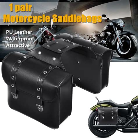 Pcs Universal Motorcycle Pu Leather Side Saddlebag Luggage Saddle Bag