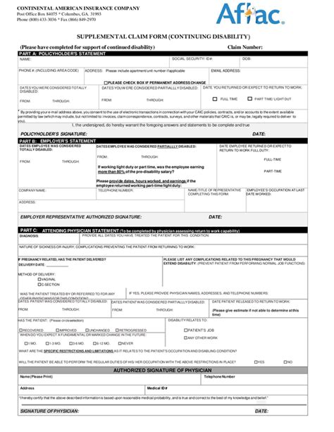 Aflac Initial Disability Claim Form Fillable Printable Forms Free Online