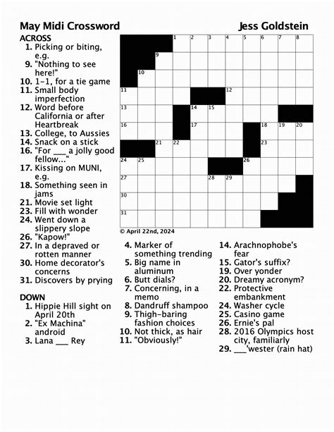 Richmond Review Crossword Puzzle May 2024 Richmond Review Sunset Beacon