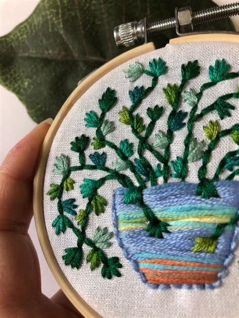 Potted Plant Hand Embroidery Round Hoop Embroidery Art Etsy