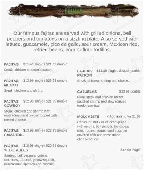 Menu At El Patron Mexican Grill Restaurant Winona