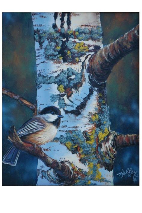 Birch Tree And Chickadee By Rick Kelley Winter Scenes Painting Tree