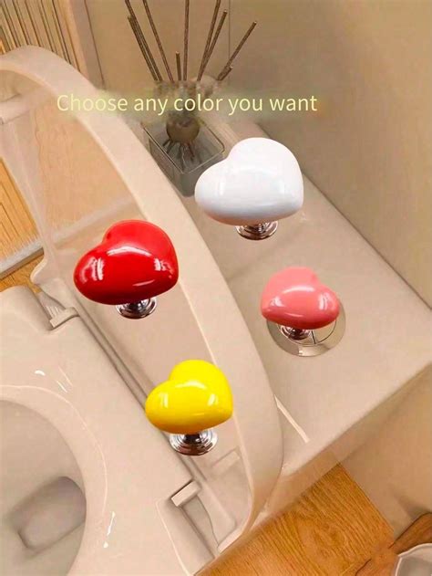 5 Pack Of Love Toilet Button Heart Shaped Color Pushers Toilet Flush