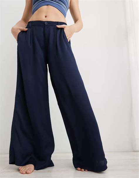 Aerie High Waisted Shine Wide Leg Pant