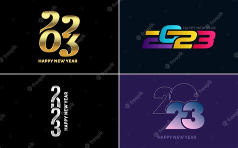 Gran Conjunto De 2023 Diseño De Texto De Logotipo De Feliz Año Nuevo Plantilla De Diseño De