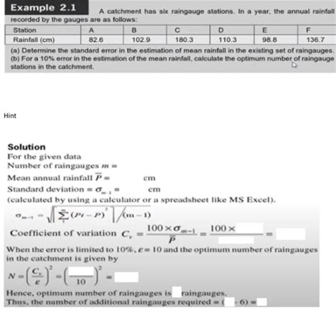 Solved Example A Catchment Has Six Raingauge Stations Chegg
