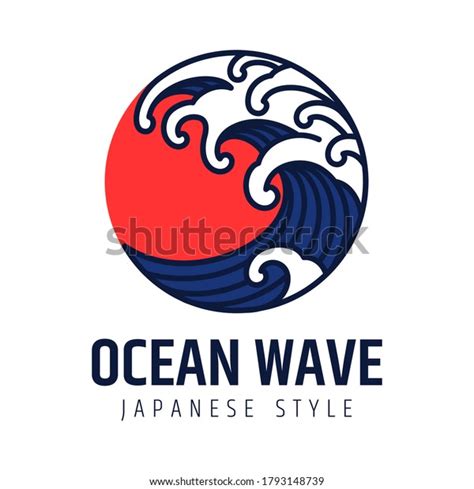 Water And Ocean Wave Line Art Logo Design Template Vector Oriental Japanese Style Graphic Design