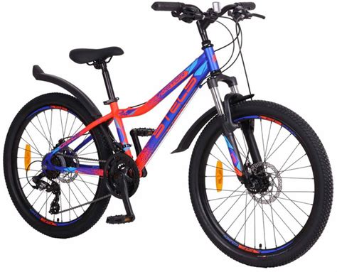Велосипед Горный STELS Navigator 410 MD (24") синий/неоновый/красный ...