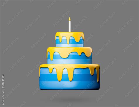 Birthday Cake With Candles 3d Icon Happy Birthday Cartoon Cake 3d