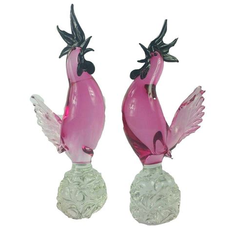 Murano And Italian Glass Tagged Murano Glass Roosters Set Of 2 City Farmhouse Antiques