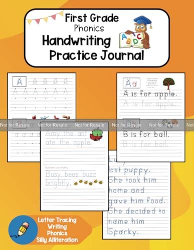 First Grade Phonics Handwriting Abcd Practice Journal Tracing Writing