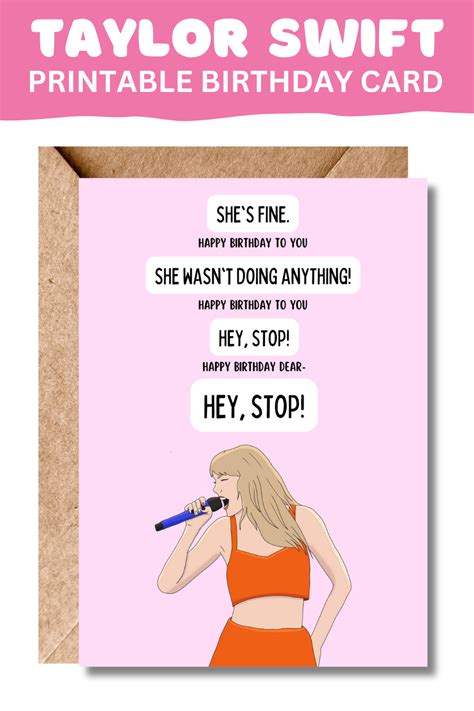 Taylor Swift Birthday Card Celebrate With The Ultimate T Swift Fan T