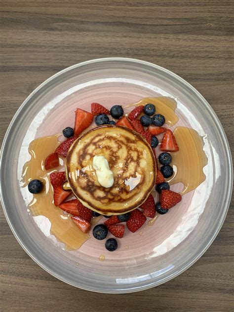 [I ate] Homemade American pancakes with blueberries and handpicked British strawberries : r/FoodPorn