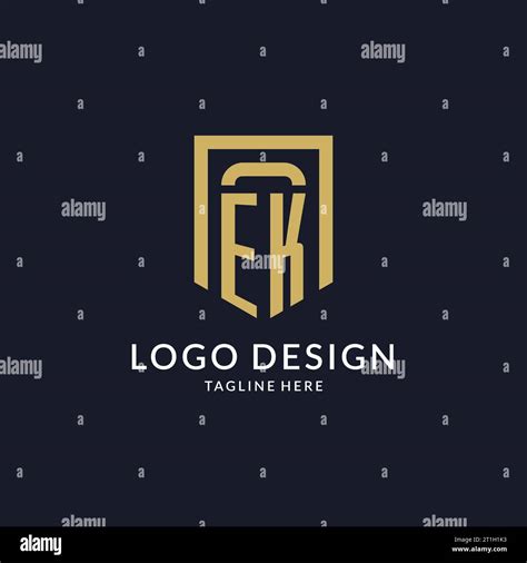 EK Logo Initial With Geometric Shield Shape Design Style Vector Graphic