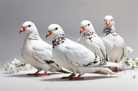 Premium Photo White Pigeons Set