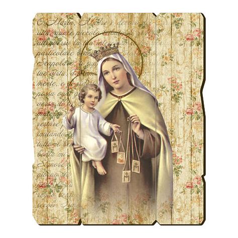 Quadro Legno Sagomato Gancio Retro Madonna Del Carmelo Vendita Online