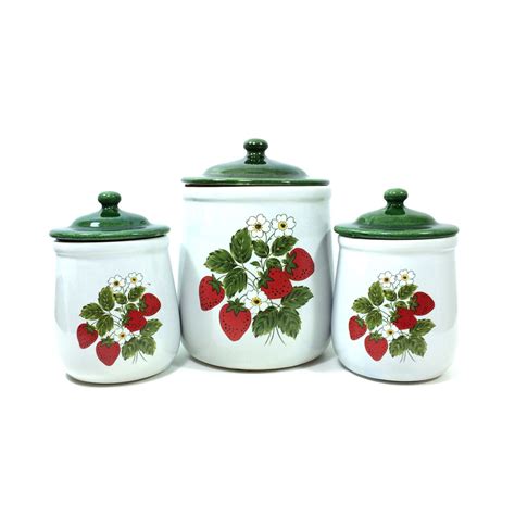 Vintage Strawberry Canister Set By Mccoy