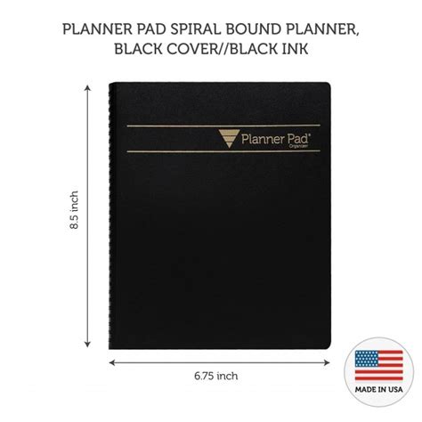 Planner Pads Spiral Bound Organizer Black Ink Style Personal Size