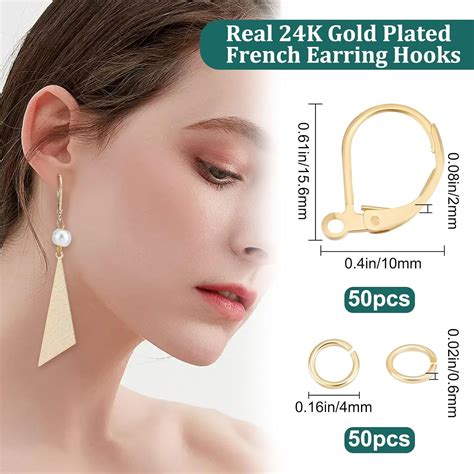 Beebeecraft Box Pcs Leverback Earring Findings K Gold Plated