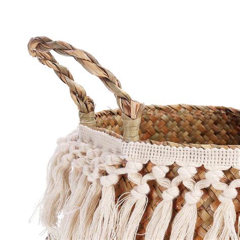 Fringed Macrame Woven Basket Seagrass Storage Ba Grandado