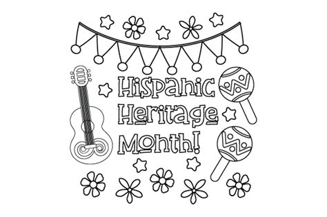 Hispanic Heritage Month, Coloring Page Kids - Spanish Guitar & Maraccas ...