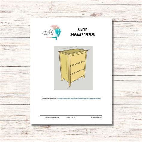 DIY Simple 3-Drawer Dresser Printable Plans - DIY Designs By Anika