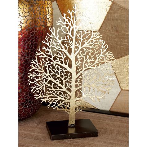 DecMode 11"W, 16"H Metal Traditional Nature Sculpture, Gold - Walmart.com