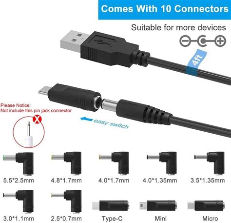 B1165 BERLS USB To DC Cable 5V Charger Cord Power Plug 5 5 X 2 1mm