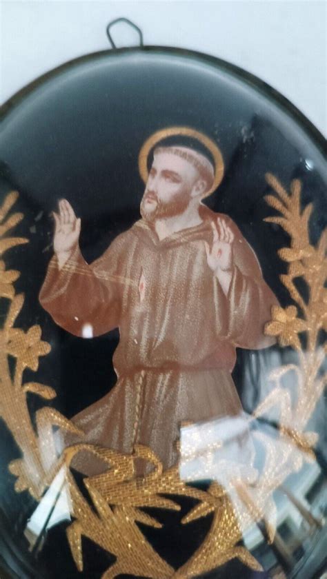 Proantic Ex Voto With Golden Lace Effigy Of Saint Francis Th Centu