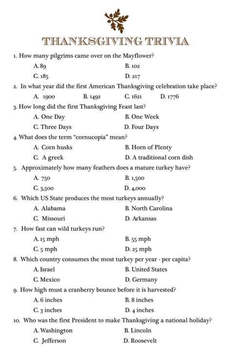 Quiz Questions Printable