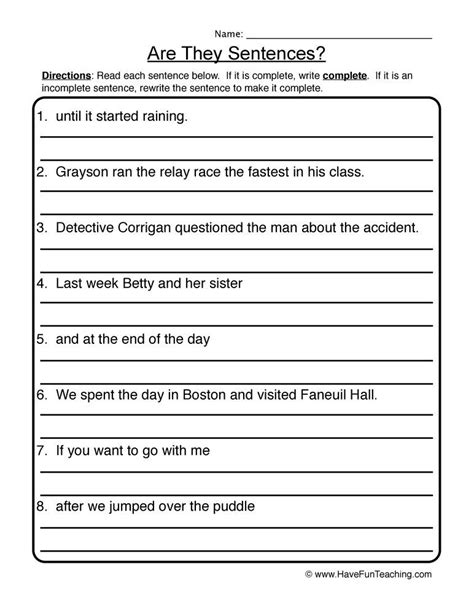 Practice Writing Sentences Worksheets