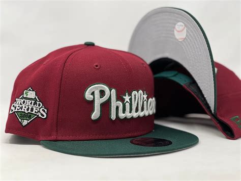 PHILADELPHIA PHILLIES 2008 WORLD SERIES BURGUNDY GREEN VISOR GRAY BRIM ...