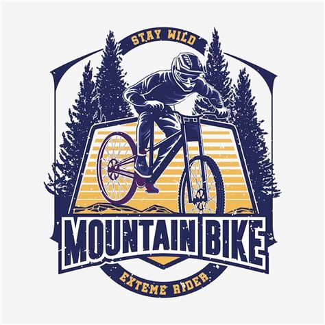 Mountainbike Silhouette Logo Fahrrad Downhill Vintage Logo