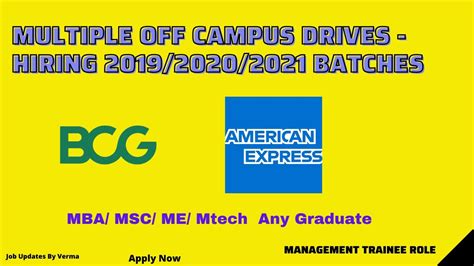 Bcg And American Express Off Campus Drive Multiple Roles All