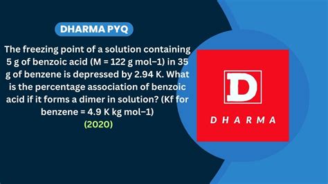 The Freezing Point Of A Solution Containing G Of Benzoic Acid M