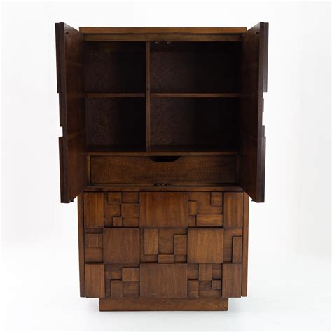 Paul Evans Style Lane Brutalist Mcm 4 Drawer Highboy Gentlemans Chest Armoire At 1stdibs Lane